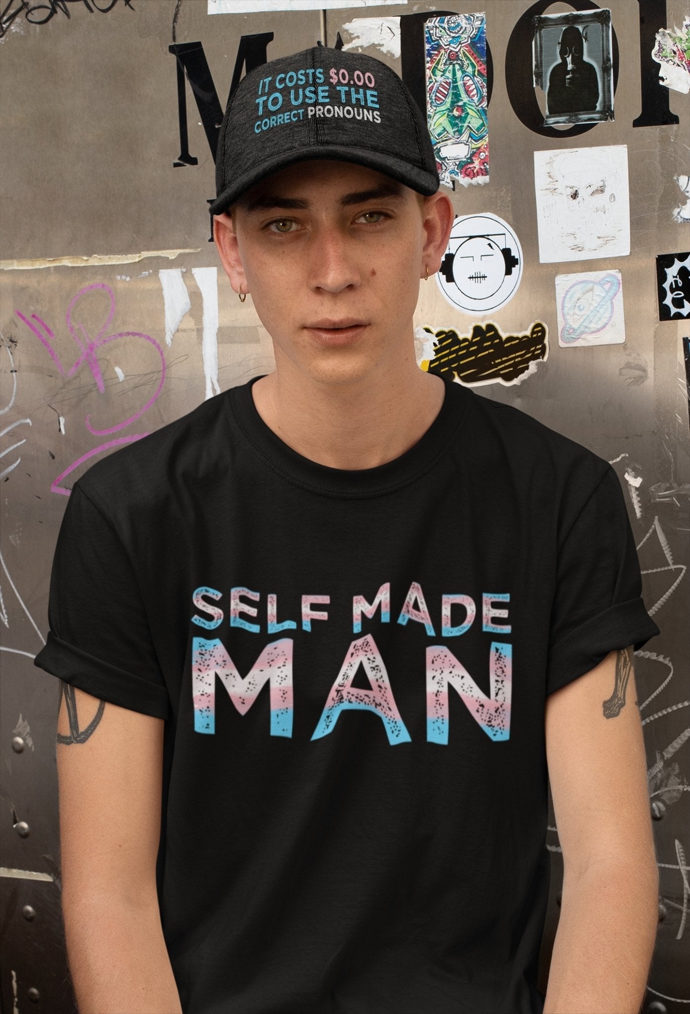 Distressed Self Made Man Trans FTM Transgender T-Shirt