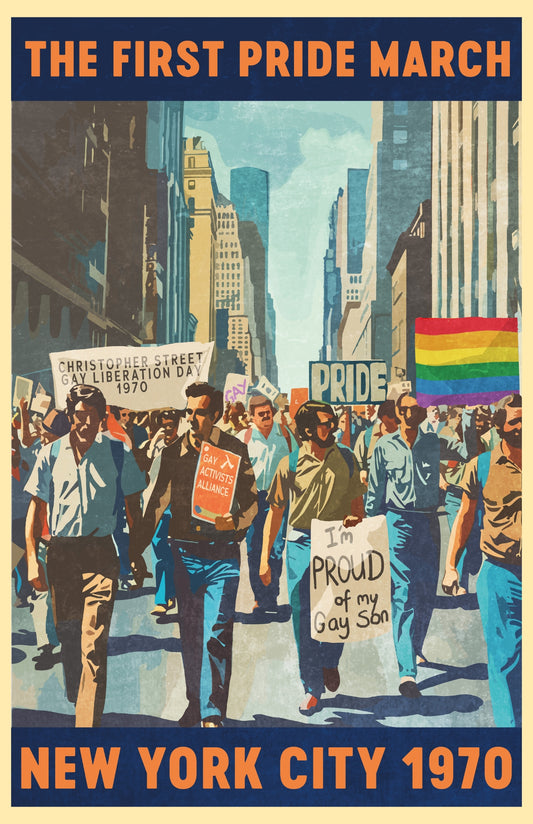 The First Pride March NYC 1970 Art Poster New York City Historical LGBTQ Poster Series 3 of 3 (Instant Download)