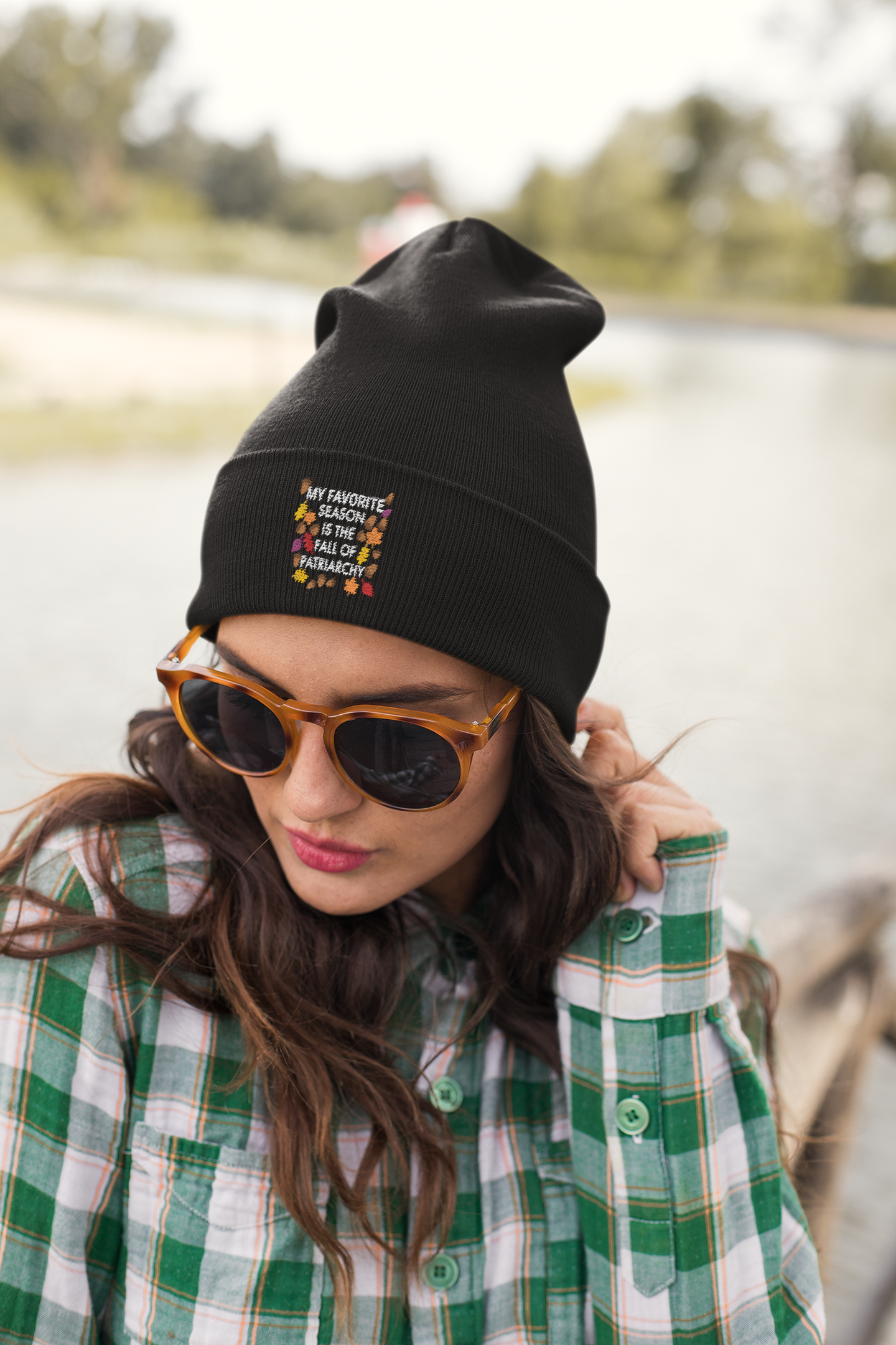 My Favorite Season Is The Fall Of Patriarchy Feminism Gift Cuffed Beanie