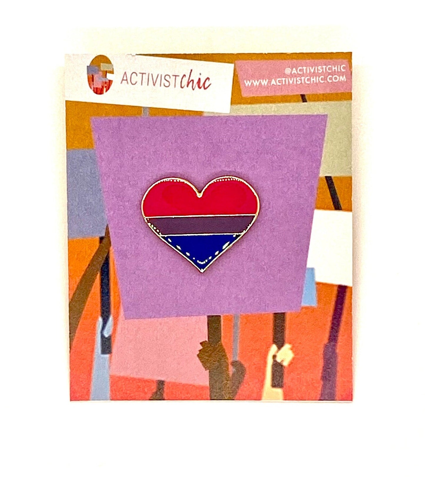 Bisexual Pride Flag Heart Enamel Pin | LGBTQ+ Pride Pin Label Brooch - ActivistChic
