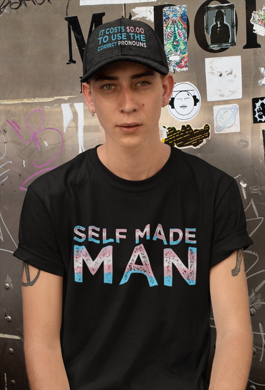 Distressed Self Made Man Trans FTM Transgender T-Shirt - ActivistChic