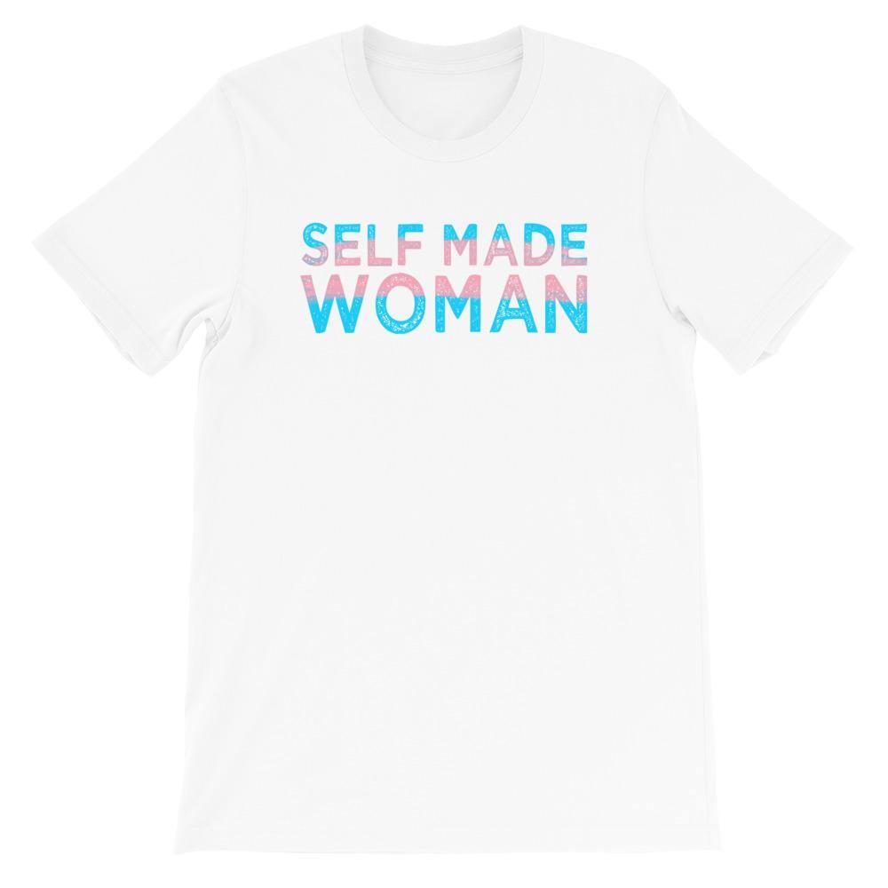 Distressed Self Made Woman Trans Flag Transgender Gift MTF Short-Sleeve Unisex T-Shirt - ActivistChic