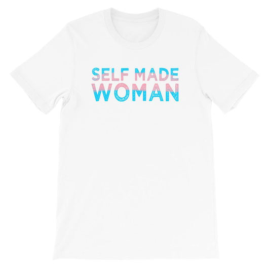 Distressed Self Made Woman Trans Flag Transgender Gift MTF Short-Sleeve Unisex T-Shirt - ActivistChic