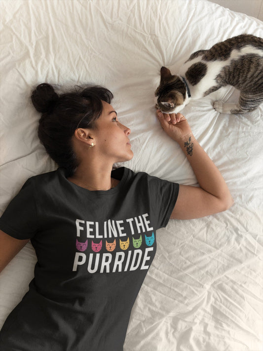 Feline The Purride LGBTQ Pride Rainbow Cat Gift Pun Short-Sleeve Unisex T-Shirt - ActivistChic