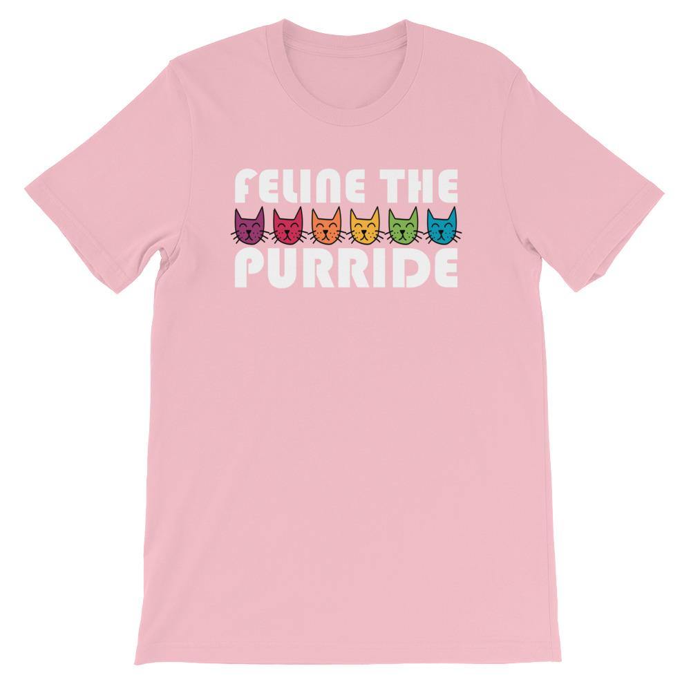 Feline The Purride LGBTQ Pride Rainbow Cat Gift Pun Short-Sleeve Unisex T-Shirt - ActivistChic