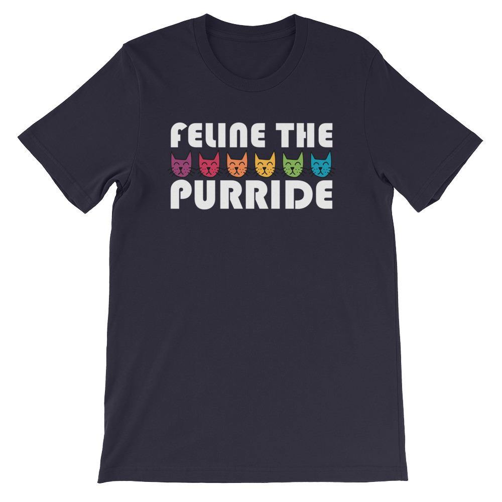 Feline The Purride LGBTQ Pride Rainbow Cat Gift Pun Short-Sleeve Unisex T-Shirt - ActivistChic