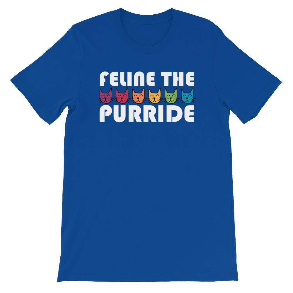 Feline The Purride LGBTQ Pride Rainbow Cat Gift Pun Short-Sleeve Unisex T-Shirt - ActivistChic