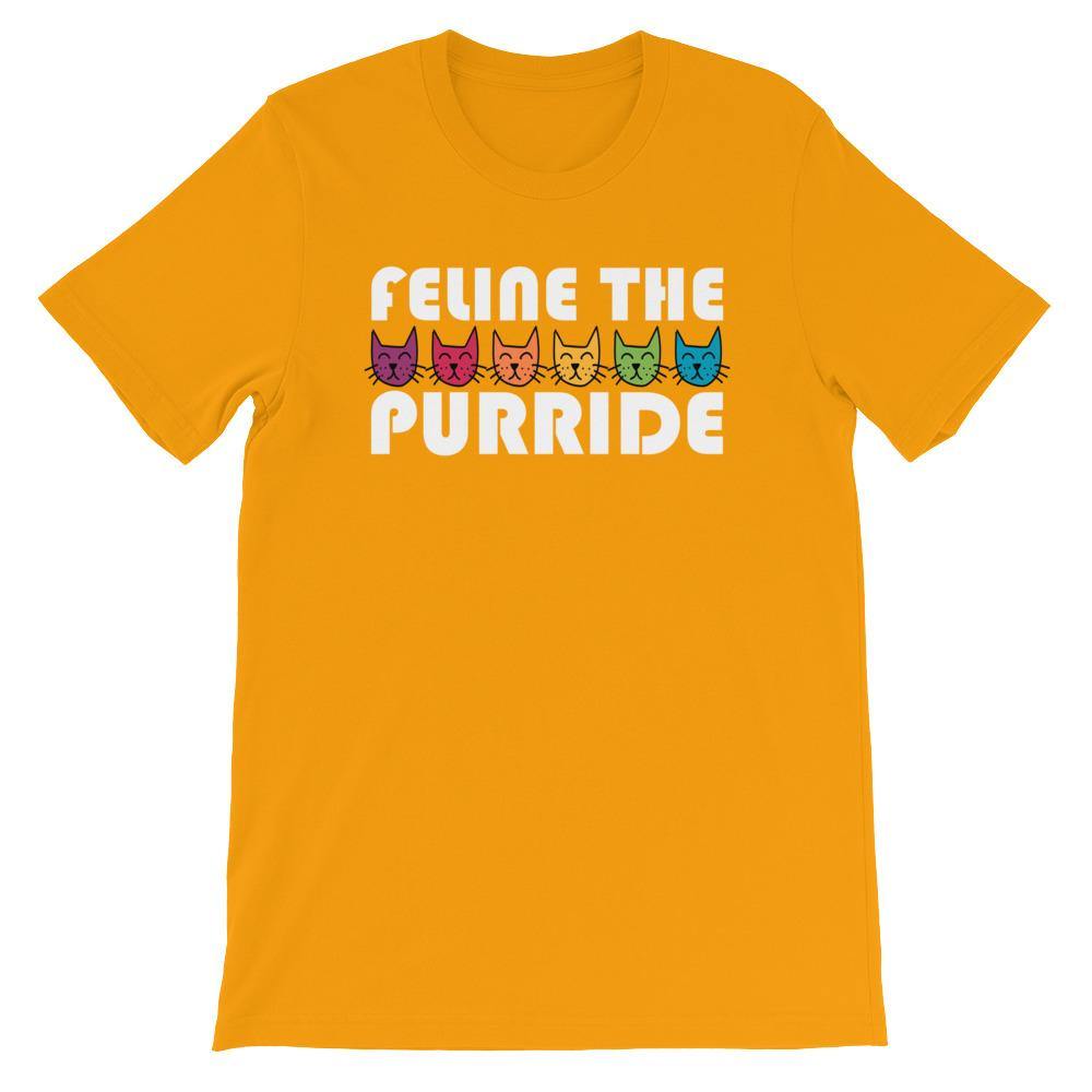 Feline The Purride LGBTQ Pride Rainbow Cat Gift Pun Short-Sleeve Unisex T-Shirt - ActivistChic