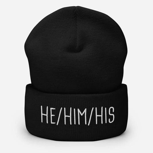 He Him His Pronouns Transgender Trans Gift Hat FTM Gifts Cuffed Beanie - ActivistChic