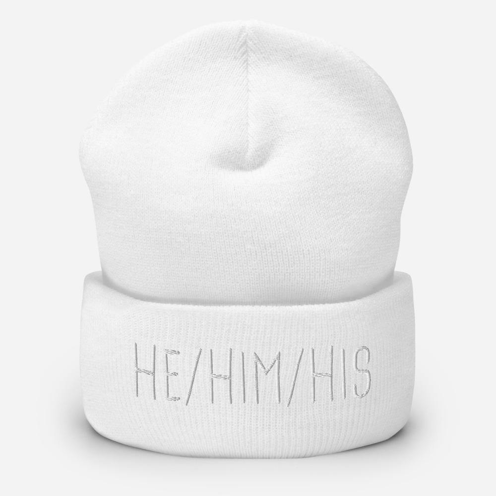 He Him His Pronouns Transgender Trans Gift Hat FTM Gifts Cuffed Beanie - ActivistChic