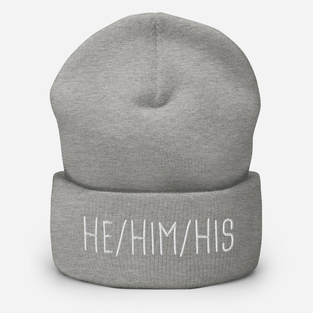 He Him His Pronouns Transgender Trans Gift Hat FTM Gifts Cuffed Beanie - ActivistChic