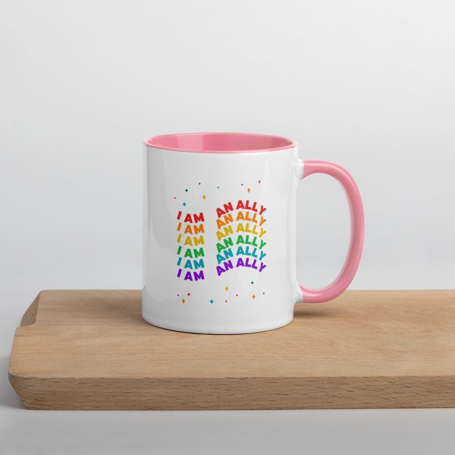 LGBTQ I Am An Ally Rainbow Pride Mug with Color Inside - ActivistChic