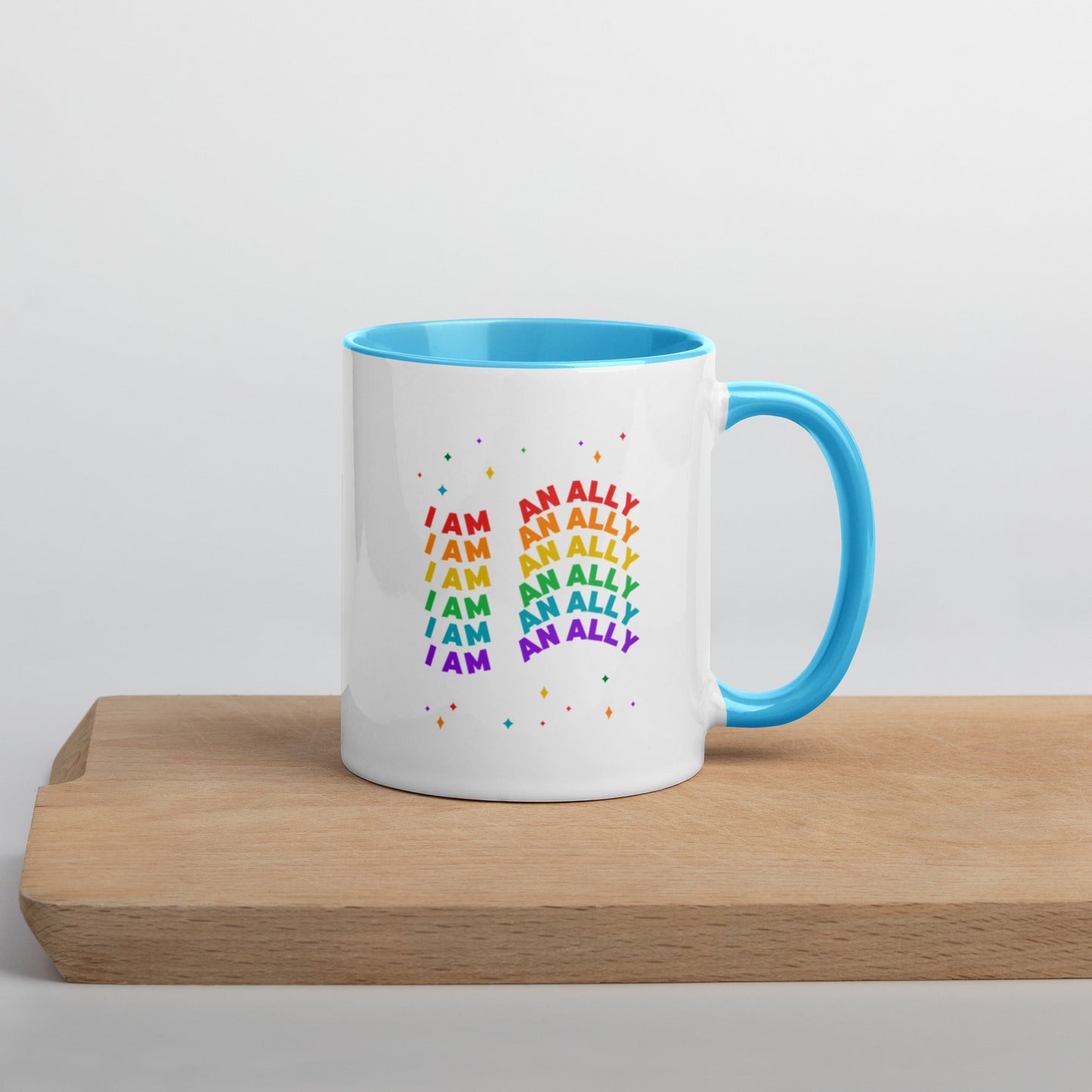 LGBTQ I Am An Ally Rainbow Pride Mug with Color Inside - ActivistChic