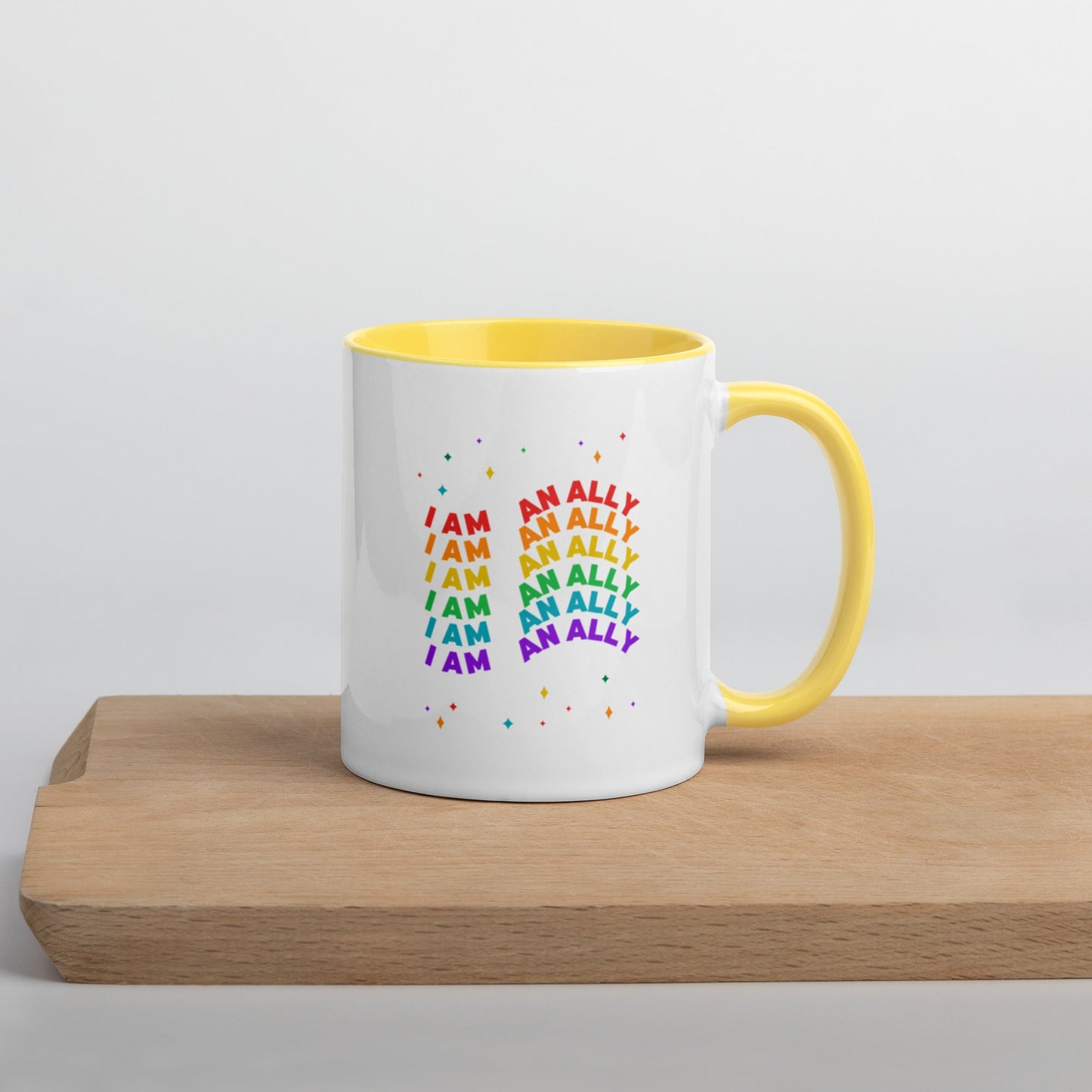 LGBTQ I Am An Ally Rainbow Pride Mug with Color Inside - ActivistChic