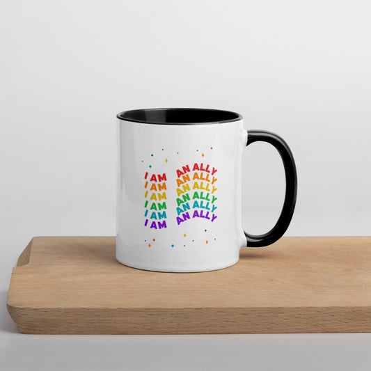 LGBTQ I Am An Ally Rainbow Pride Mug with Color Inside - ActivistChic