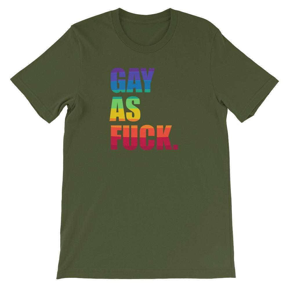 LGBTQ+ Lesbian Queer Trans Gay As Fuck Rainbow Gay Pride Short-Sleeve Unisex T-Shirt - ActivistChic