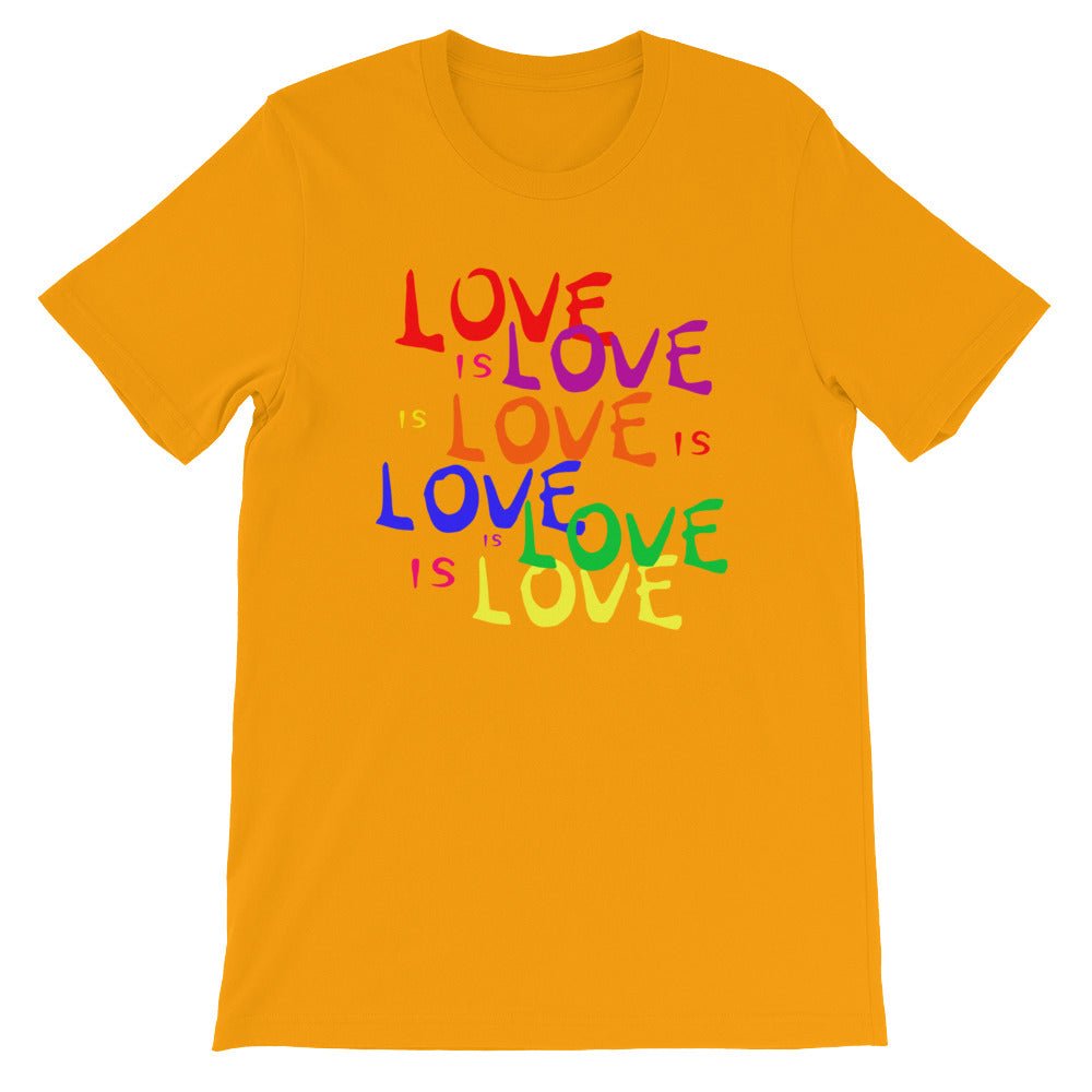 Love is Love is Love LGBTQ Gay Pride Rainbow Short-Sleeve Unisex T-Shirt - ActivistChic
