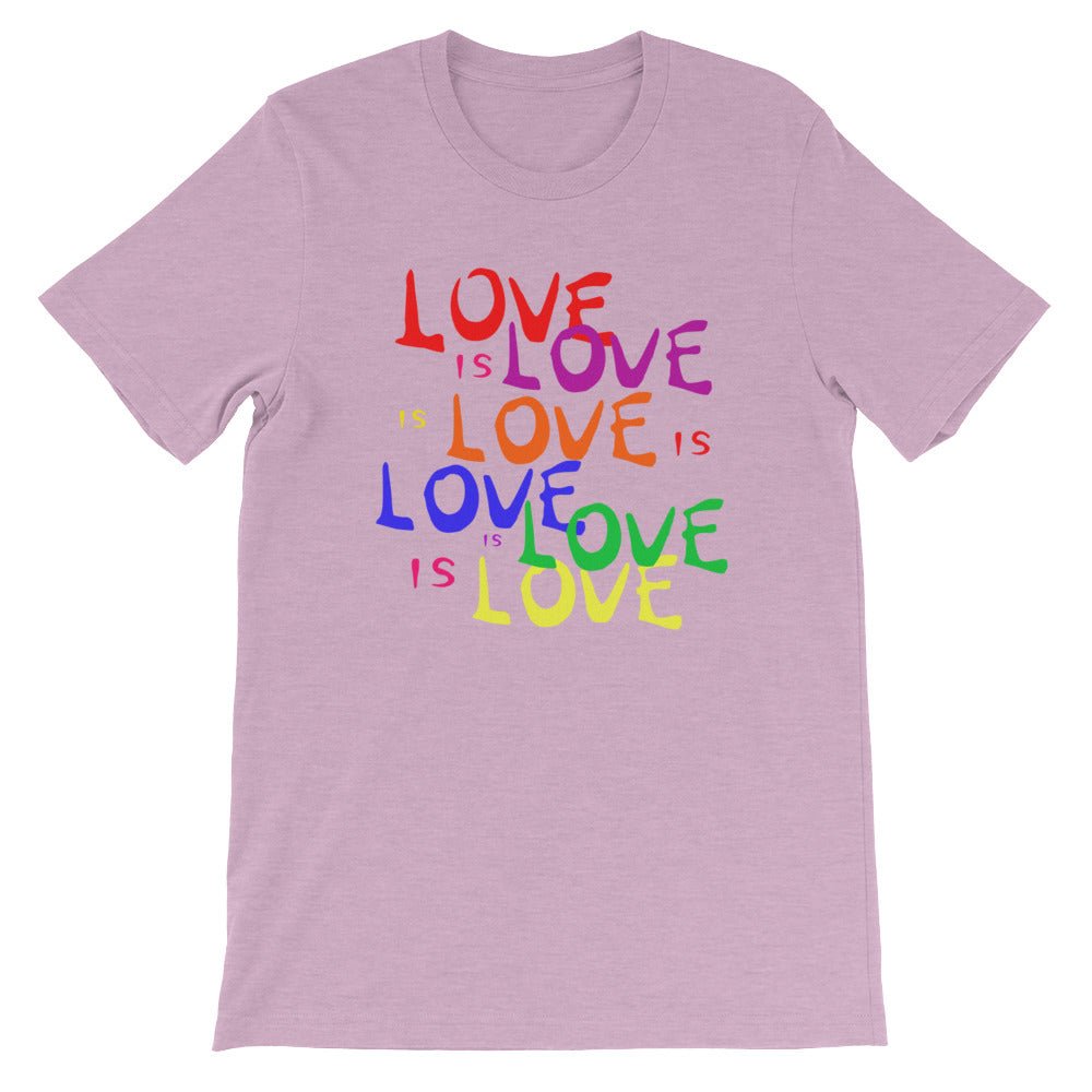 Love is Love is Love LGBTQ Gay Pride Rainbow Short-Sleeve Unisex T-Shirt - ActivistChic