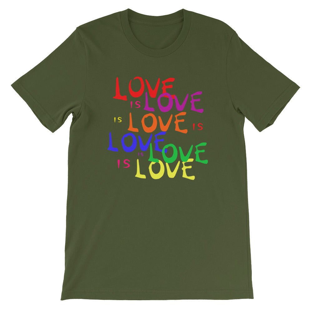 Love is Love is Love LGBTQ Gay Pride Rainbow Short-Sleeve Unisex T-Shirt - ActivistChic