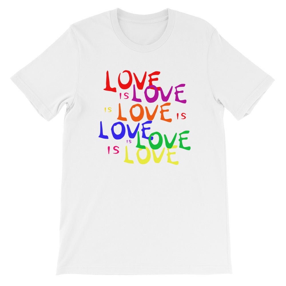 Love is Love is Love LGBTQ Gay Pride Rainbow Short-Sleeve Unisex T-Shirt - ActivistChic