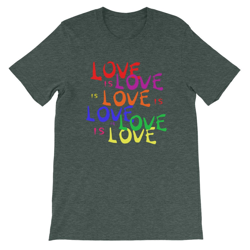 Love is Love is Love LGBTQ Gay Pride Rainbow Short-Sleeve Unisex T-Shirt - ActivistChic