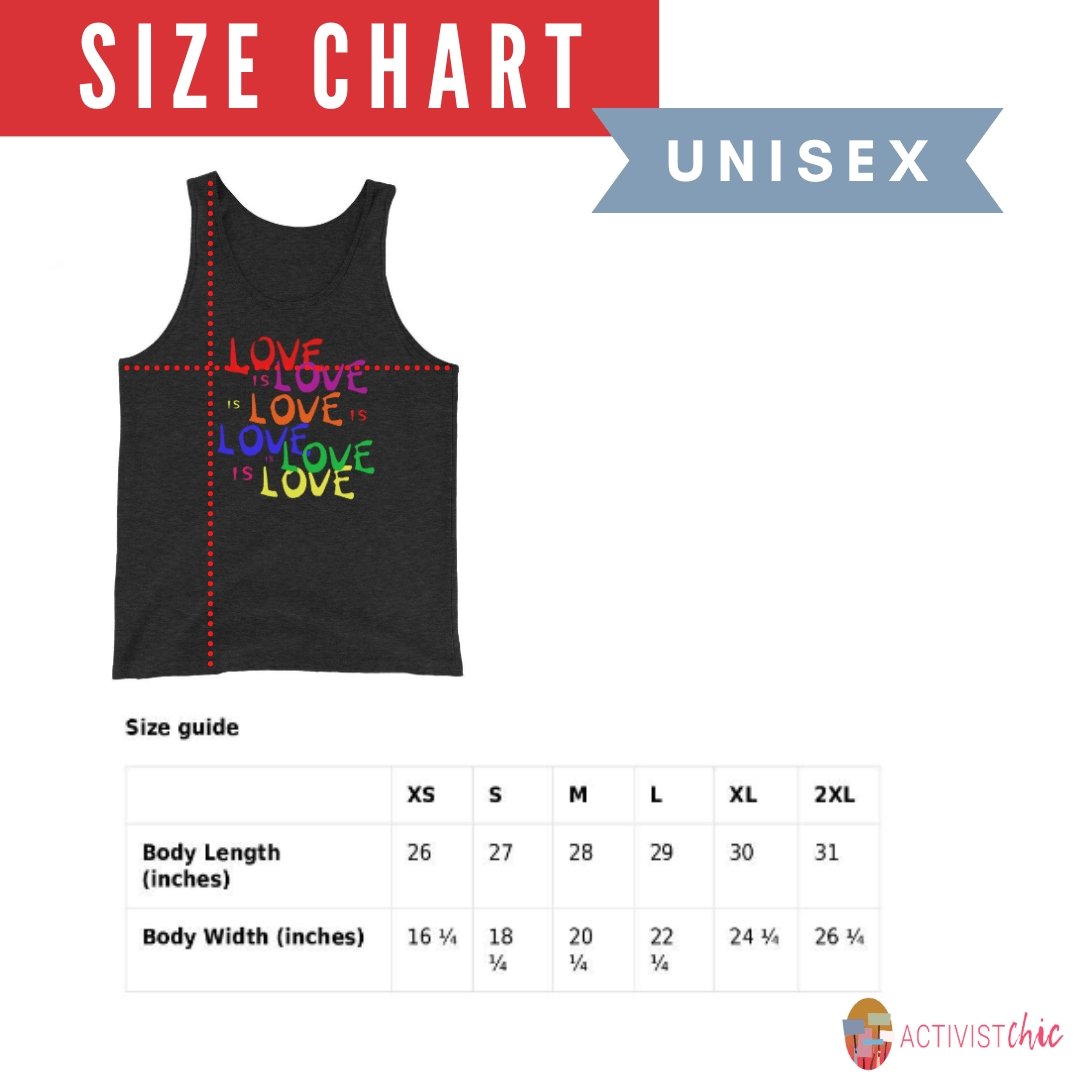 Love is Love is Love LGBTQ+ Gay Pride RainbowClassic tank top (unisex) - ActivistChic