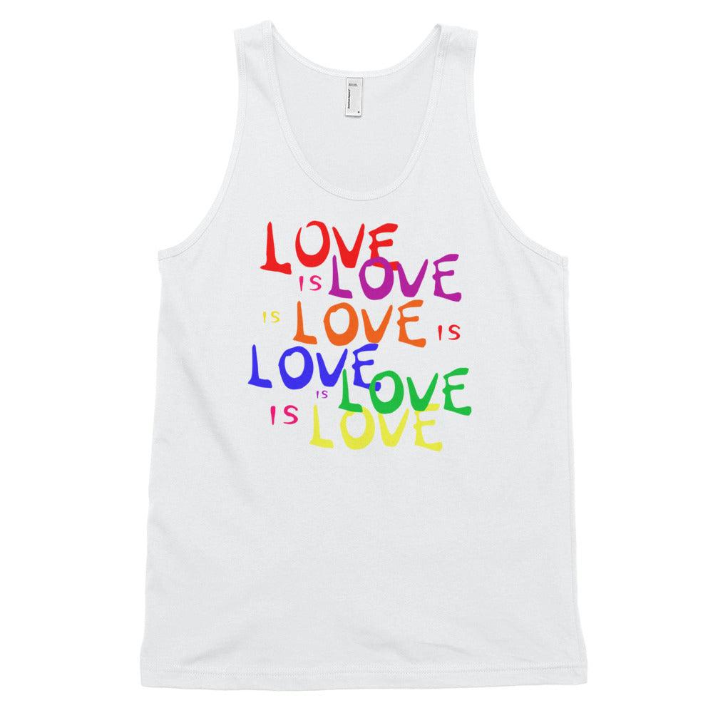 Love is Love is Love LGBTQ+ Gay Pride RainbowClassic tank top (unisex) - ActivistChic
