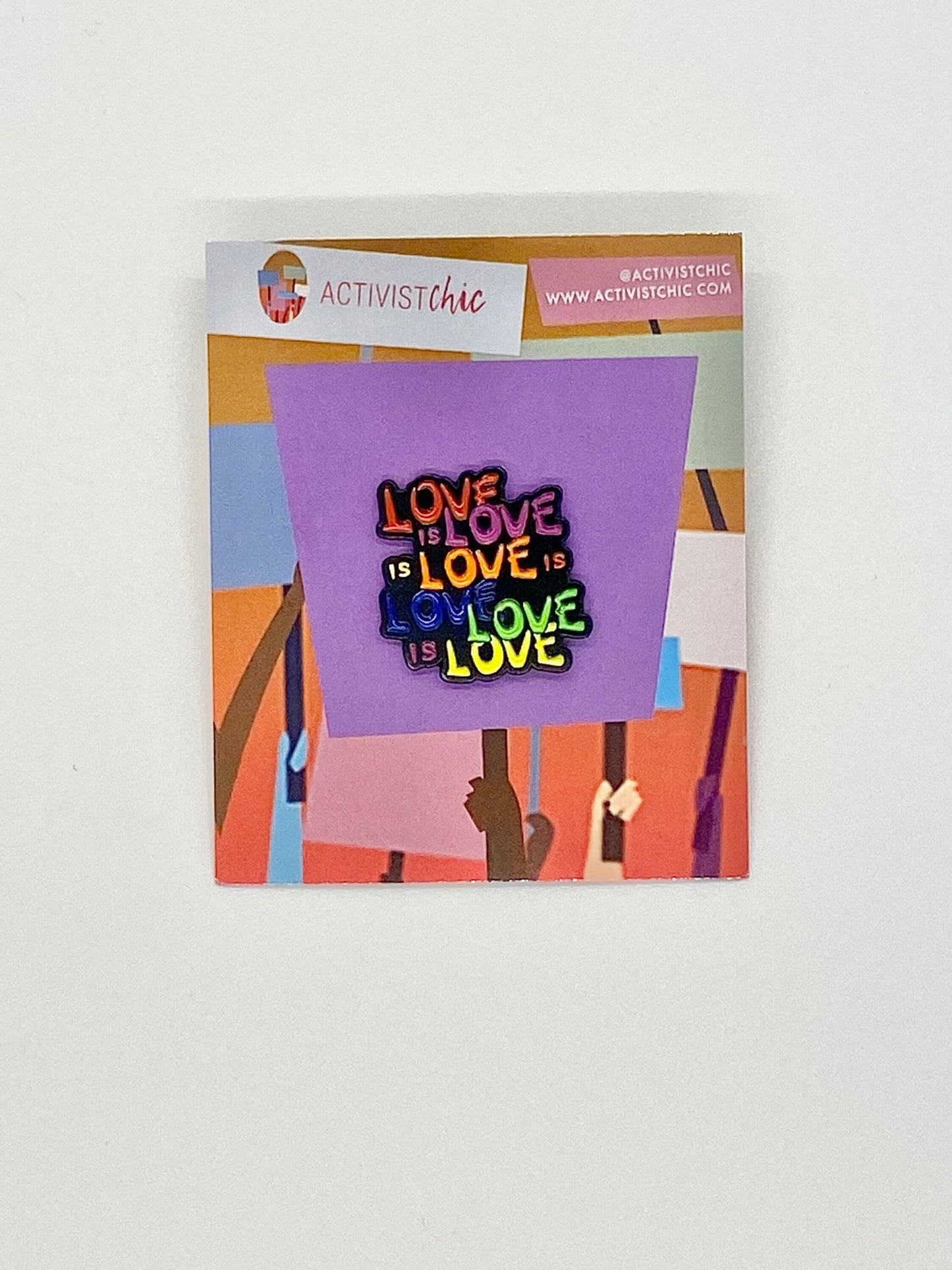 Love is Love is Love Rainbow Enamel Pin | LGBTQ+ Pride Pin Label Brooch - ActivistChic