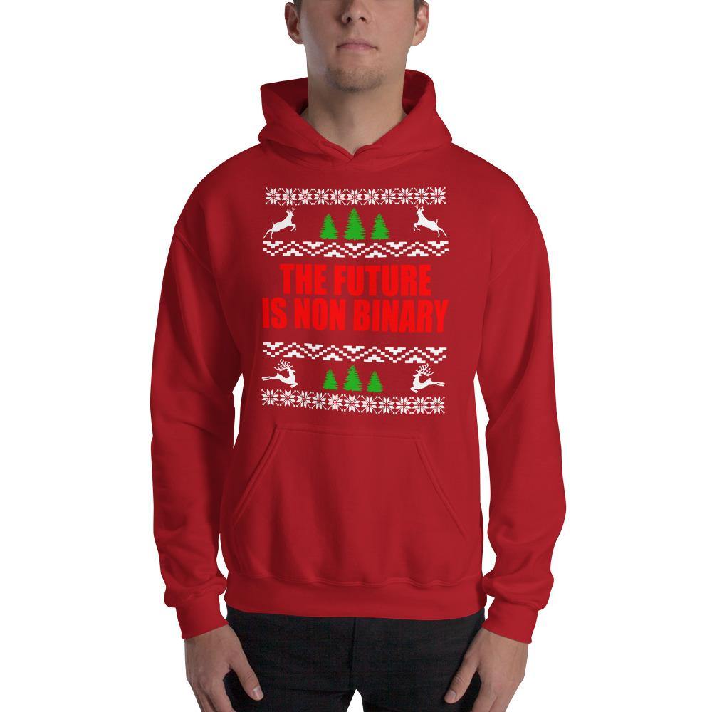 The Future Is Non Binary Gender Identity Genderqueer Ugly Christmas Hooded Sweatshirt - ActivistChic