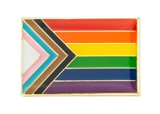 New Rainbow Flag Progress Pride Enamel Pin | 1" x 1/2" | Subtle LGBTQIA+ Trans Rainbow Flag Pin | LGBT Pride Pin | Pride Month Gifts - ActivistChic