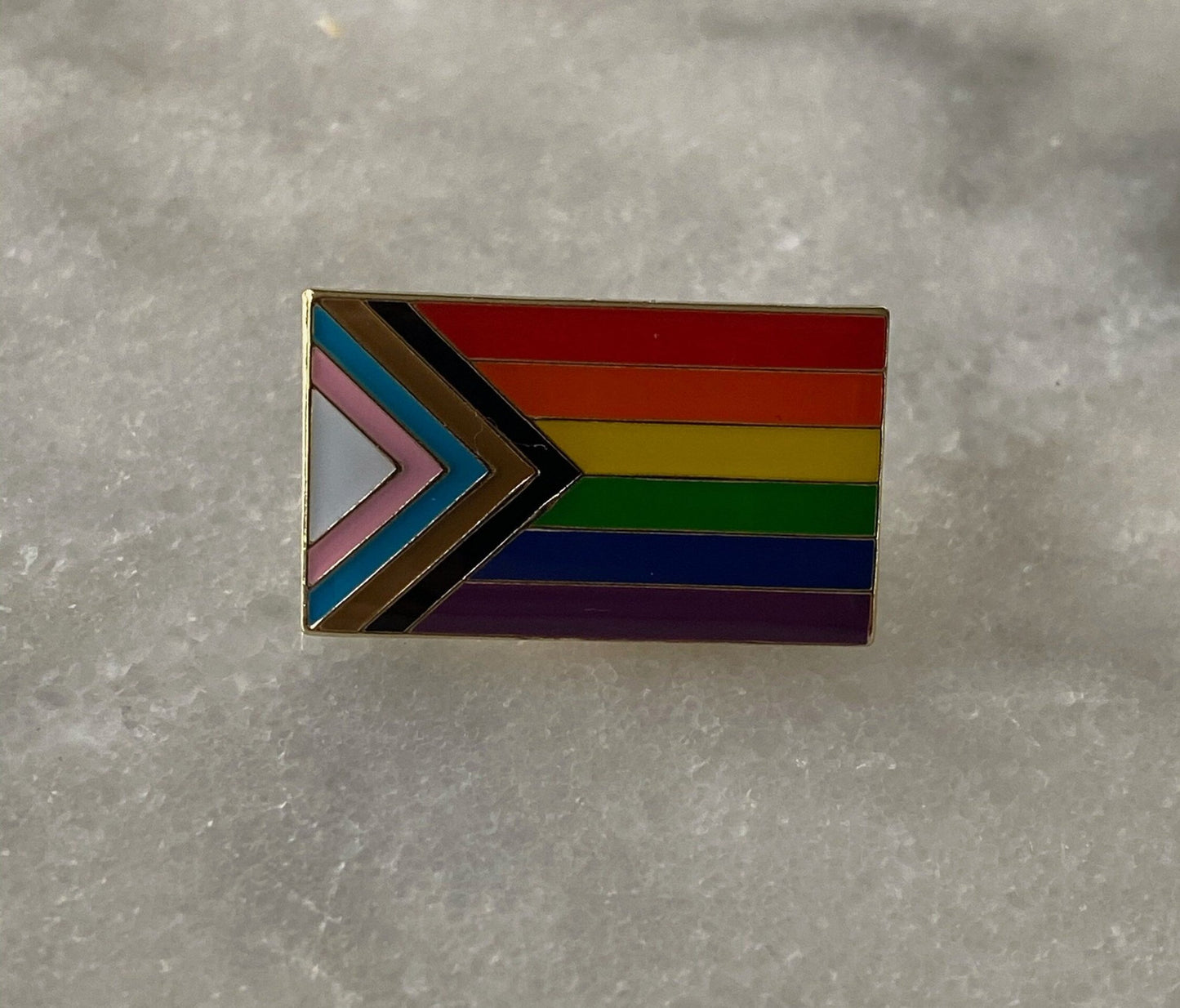 New Rainbow Flag Progress Pride Enamel Pin | 1" x 1/2" | Subtle LGBTQIA+ Trans Rainbow Flag Pin | LGBT Pride Pin | Pride Month Gifts - ActivistChic