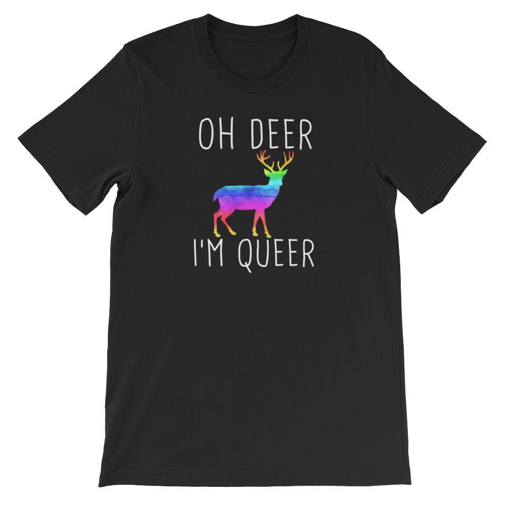 Oh Deer I'm Queer LGBTQ Bisexual Pride Gay Lesbian Short-Sleeve Unisex T-Shirt - ActivistChic