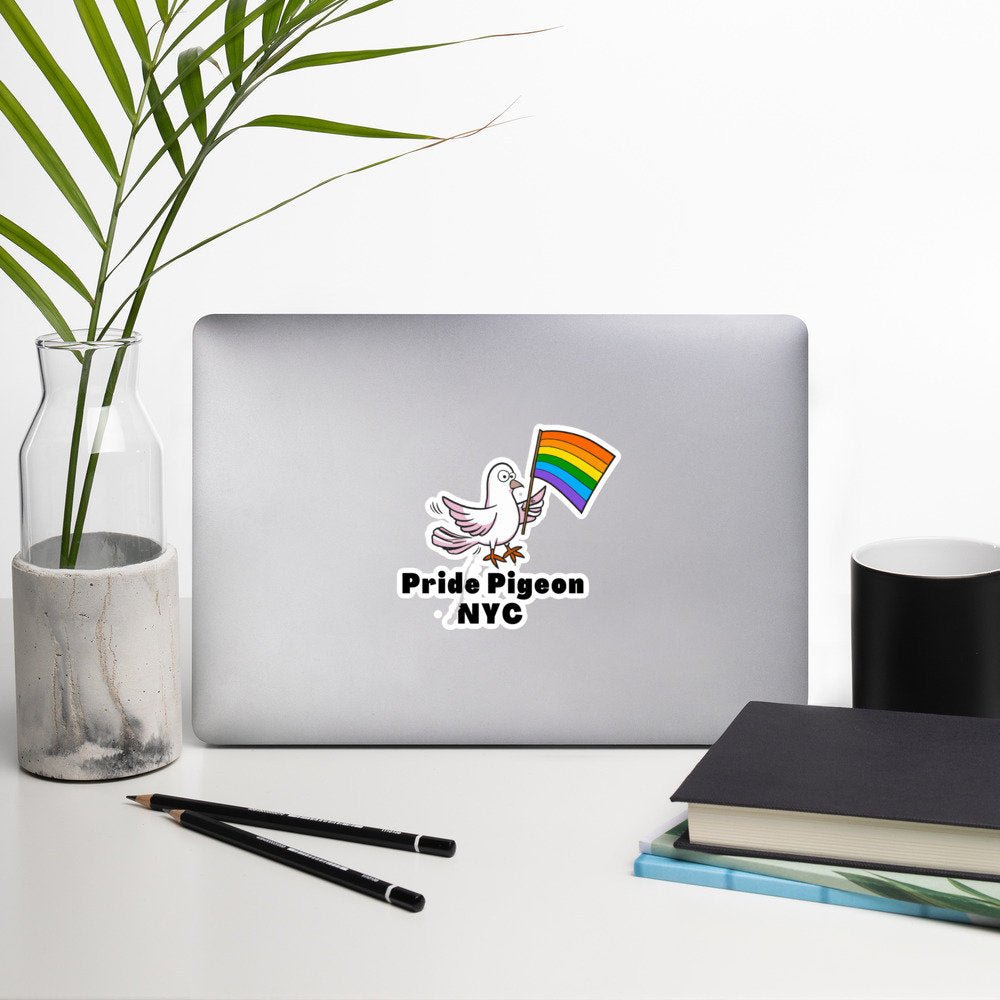 Pride Pigeon NYC LGBTQ Rainbow Flag City Pet Bird Pigeons Bubble-free stickers - ActivistChic