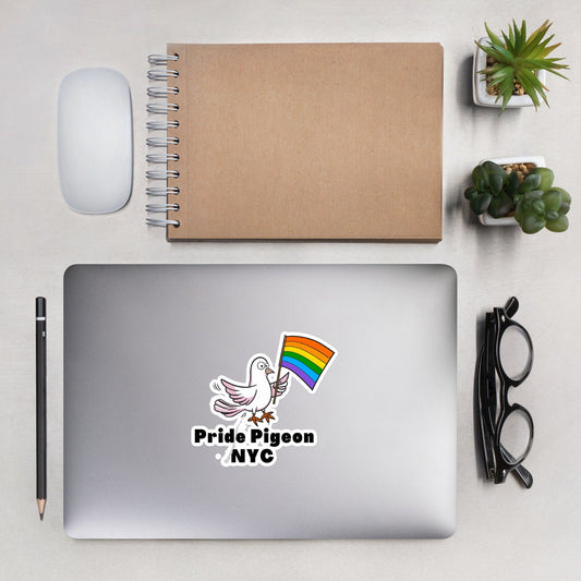 Pride Pigeon NYC LGBTQ Rainbow Flag City Pet Bird Pigeons Bubble-free stickers - ActivistChic