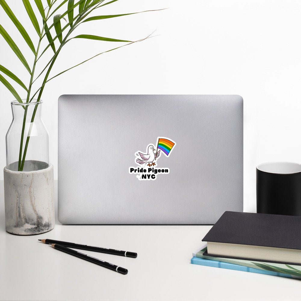 Pride Pigeon NYC LGBTQ Rainbow Flag City Pet Bird Pigeons Bubble-free stickers - ActivistChic
