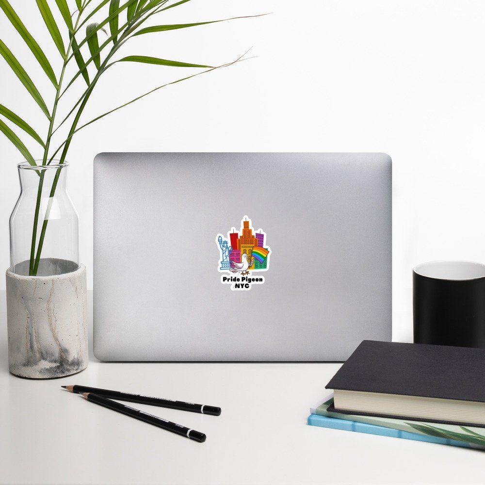 Pride Pigeon NYC LGBTQ Rainbow Flag City Pet Bird Pigeons Bubble-free stickers - ActivistChic
