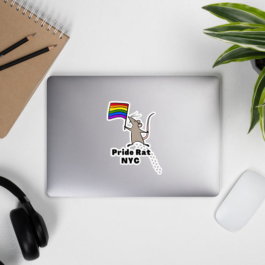 Pride Rat NYC LGBTQ Rainbow Flag City Pet Animal Cute Rats Bubble-free stickers - ActivistChic