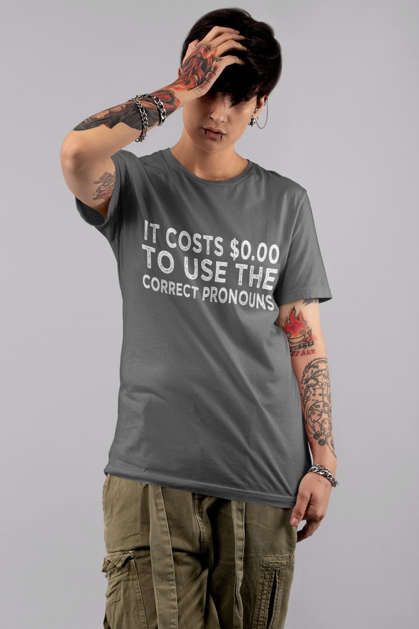 Pronouns Matter Use The Correct Ones Trans Transgender FTM MTF Flag Pride Short-Sleeve Unisex T-Shirt - ActivistChic