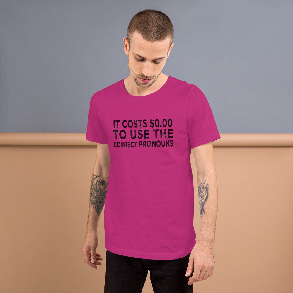 Pronouns Matter Use The Correct Ones Trans Transgender FTM MTF Flag Pride Short-Sleeve Unisex T-Shirt - ActivistChic
