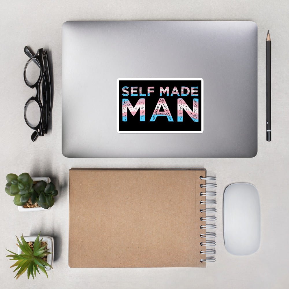 Self Made Man Trans Flag Transgender FTM MTF Gifts Bubble-free stickers - ActivistChic