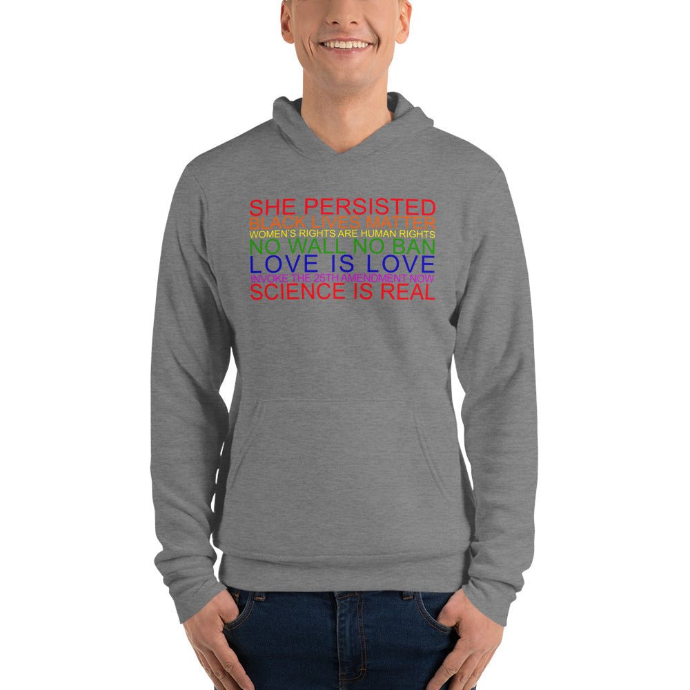 She Persisted, No Wall No Ban, Science Is Real, Love is Love, Women's Rights and Black Lives Matter Unisex hoodie - ActivistChic