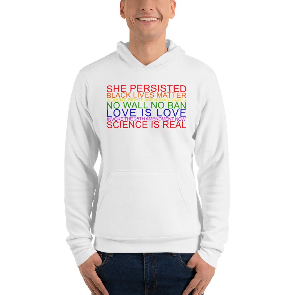 She Persisted, No Wall No Ban, Science Is Real, Love is Love, Women's Rights and Black Lives Matter Unisex hoodie - ActivistChic