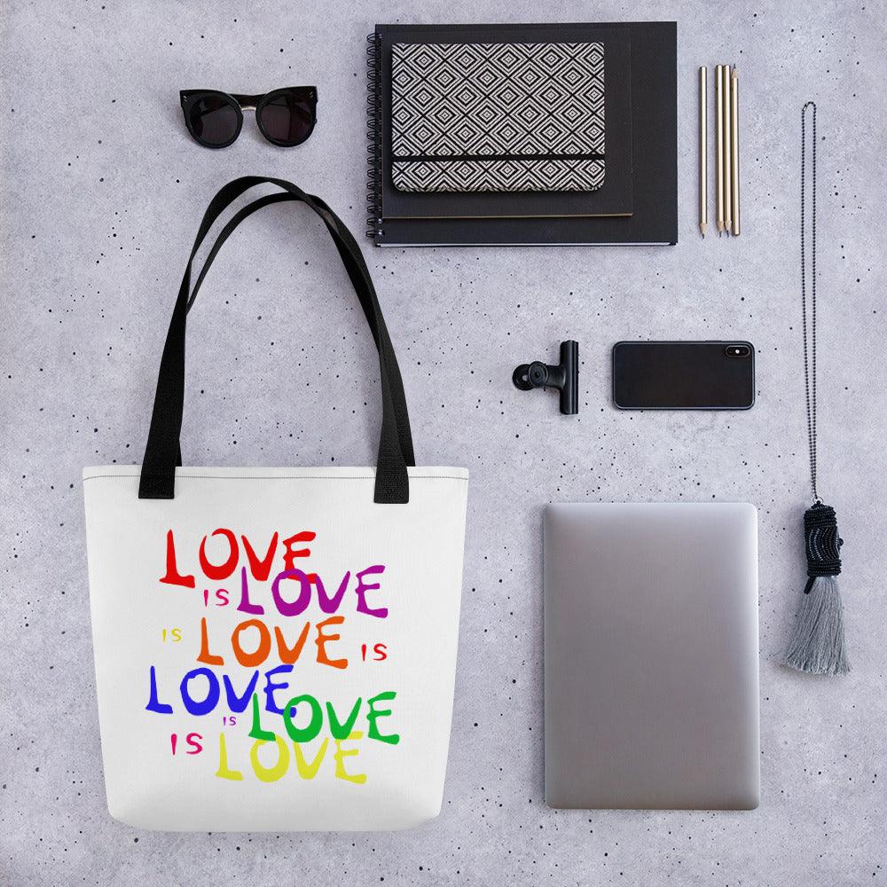 Statement Love is Love is Love LGBTQ+ Rainbow Tote Bag - ActivistChic