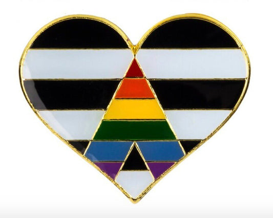 Straight Ally Heart Pride Flag Pins | Enameled LGBTQ Supporter Ally Equality Lapel Badge - ActivistChic