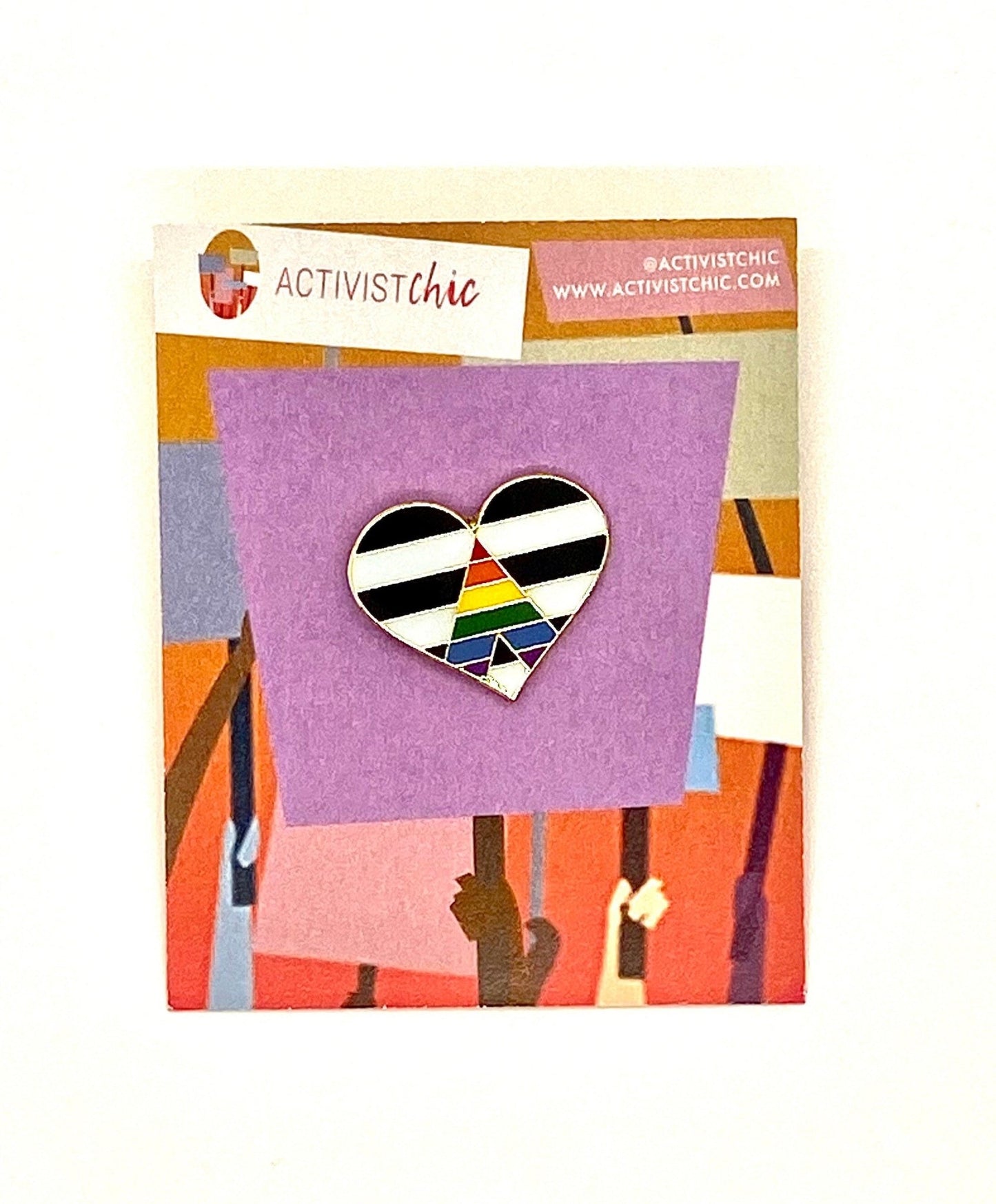 Straight Ally Heart Pride Flag Pins | Enameled LGBTQ Supporter Ally Equality Lapel Badge - ActivistChic
