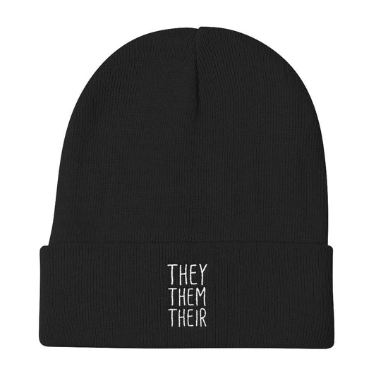 They Them Their Pronouns Transgender Trans Gift Hat Knit Beanie - ActivistChic