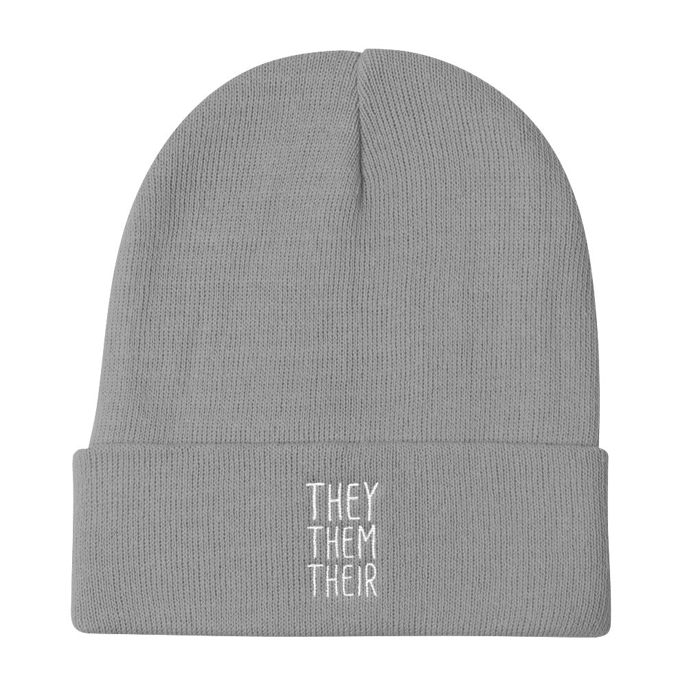 They Them Their Pronouns Transgender Trans Gift Hat Knit Beanie - ActivistChic