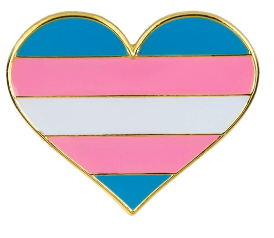 Trans Pride Flag Heart Enamel Pin | Transgender LGBTQ+ Pride Pin Label Brooch - ActivistChic