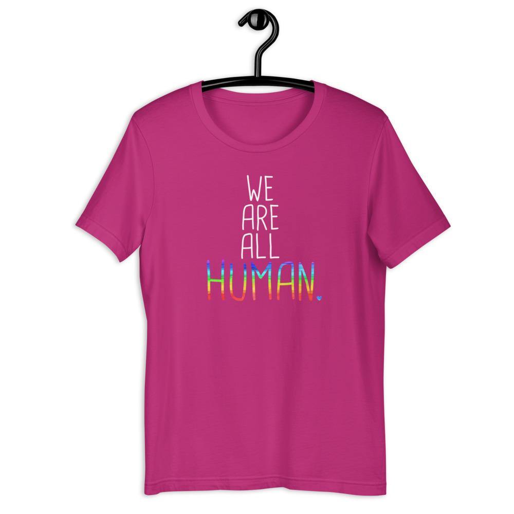 We Are All Human LGBTQIA+ Support Gift Gay Pride Rainbow Short-Sleeve Unisex T-Shirt - ActivistChic