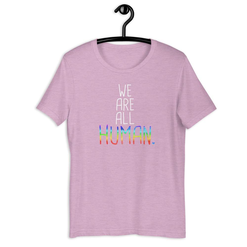 We Are All Human LGBTQIA+ Support Gift Gay Pride Rainbow Short-Sleeve Unisex T-Shirt - ActivistChic